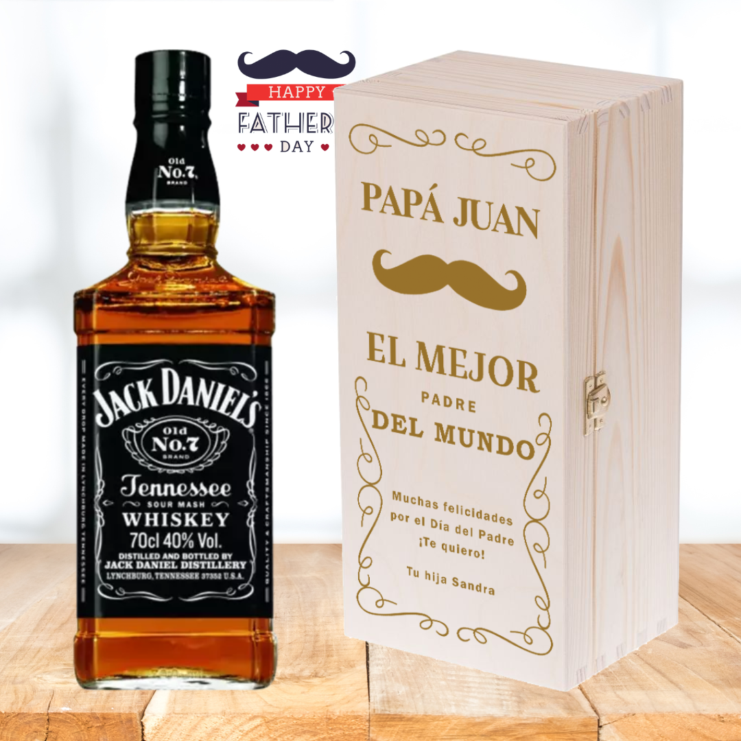 MI PAPÁ ÉS EL MEJOR JACK DANIELS EN CAJA GRABADA REGALO PARA PADRE - Bourbon & Whisky regalar ¿Que compar | tienda online - solovelybox.es
