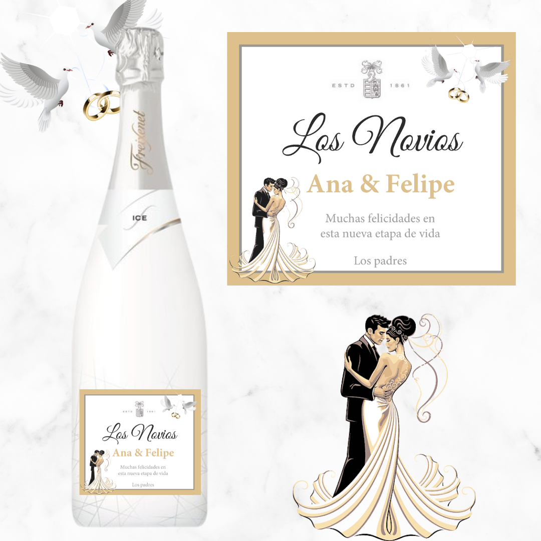 LOS NOVIOS FREIXENET ICE - BOTELLA PARA REGALAR EN BODAS - Regalos originales para bodas. Alcohol una | Tienda online - solovelybox.es