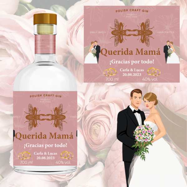 LOS NOVIOS PACK SOPLICA CEREZA CON ROSAS CREMA - REGALO ORIGINAL DE BODA - Regalos  originales para bodas. Alcohol una dedicación